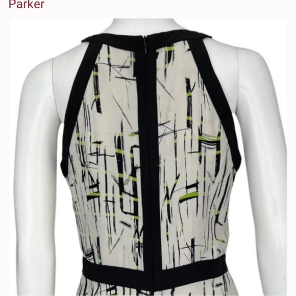 Parker Geometric Silk Halter Keyhole Dress - Size M - Picture 5 of 13